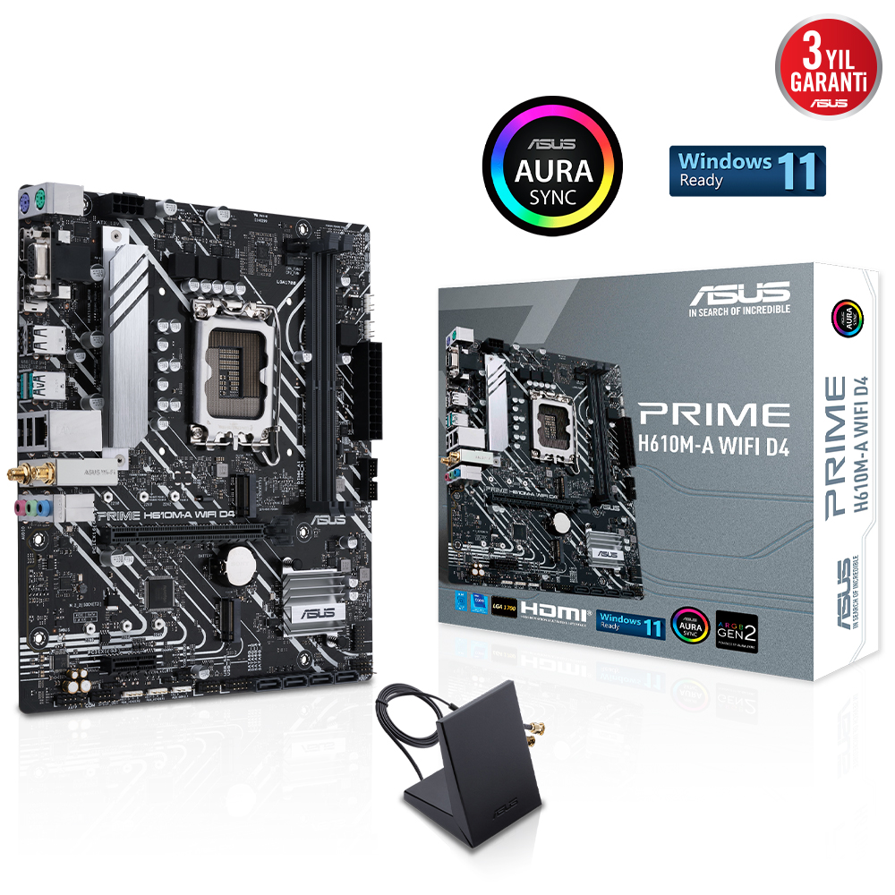 Asus PRIME H610M-A WIFI D4 LGA1700P DDR4 Ses+GLan HDMI DP D-Sub M2 USB3.2 mATX - 90MB1C80-M0EAY0