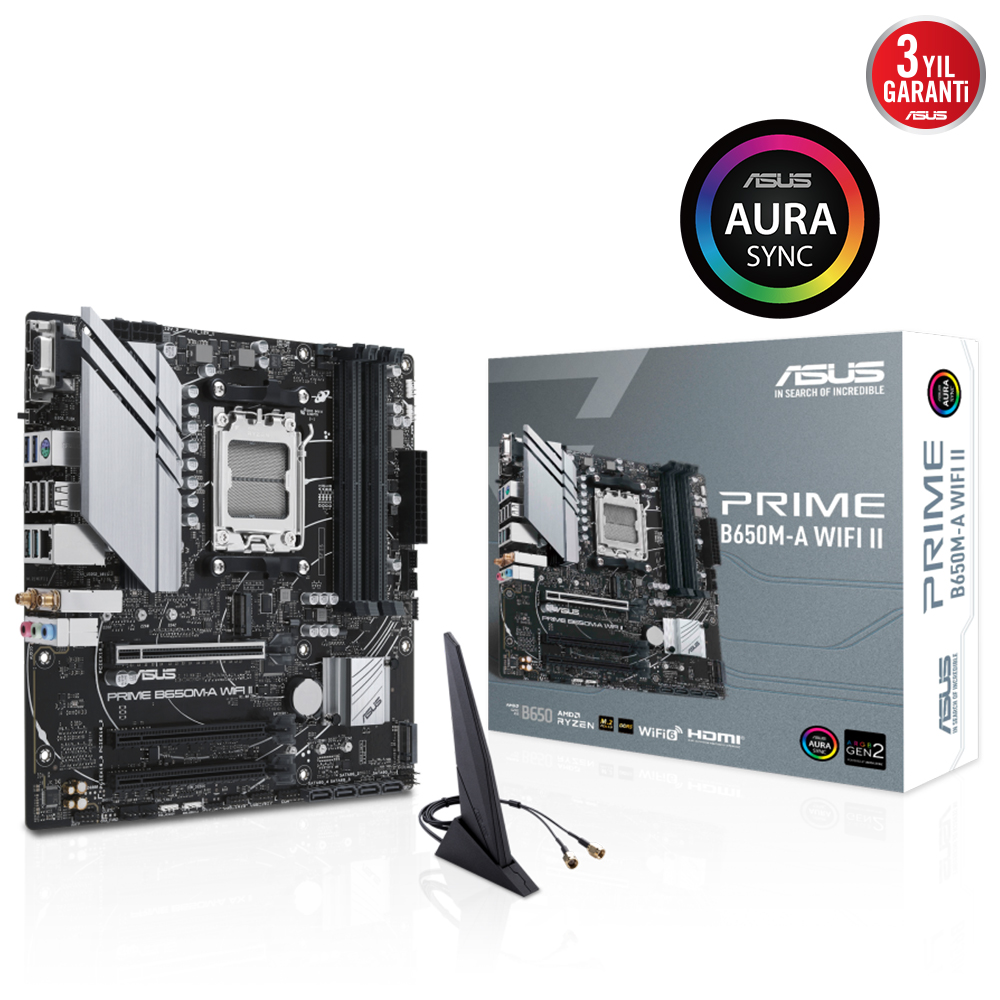 Asus PRIME B650M-A WIFI II AM5 DDR5 6400(OC) HDMI DP M.2 USB3.2 BT GBit mATX - 90MB1EG0-M0EAY0