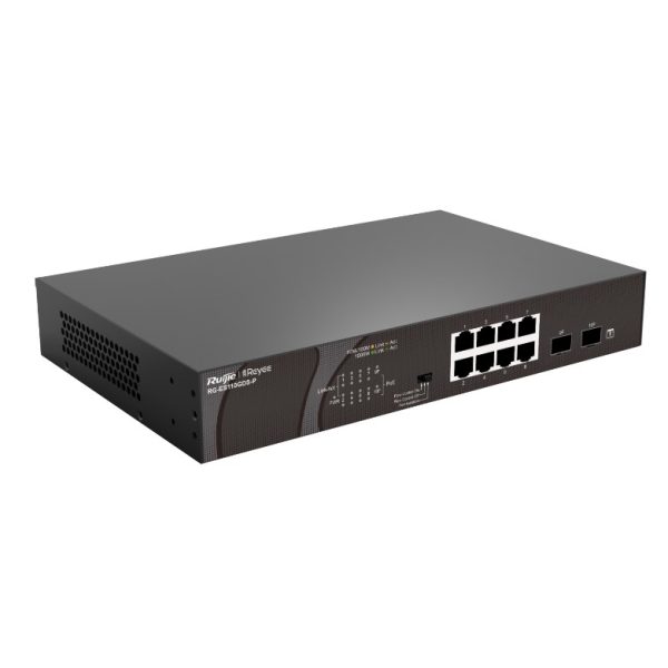 Ruijie Reyee RG-ES110GDS-P 8-Port 10/100/1000 Mbps Desk. Switch 2-Port PoE(120W) - Net.Swi.Poe.Yok.0023