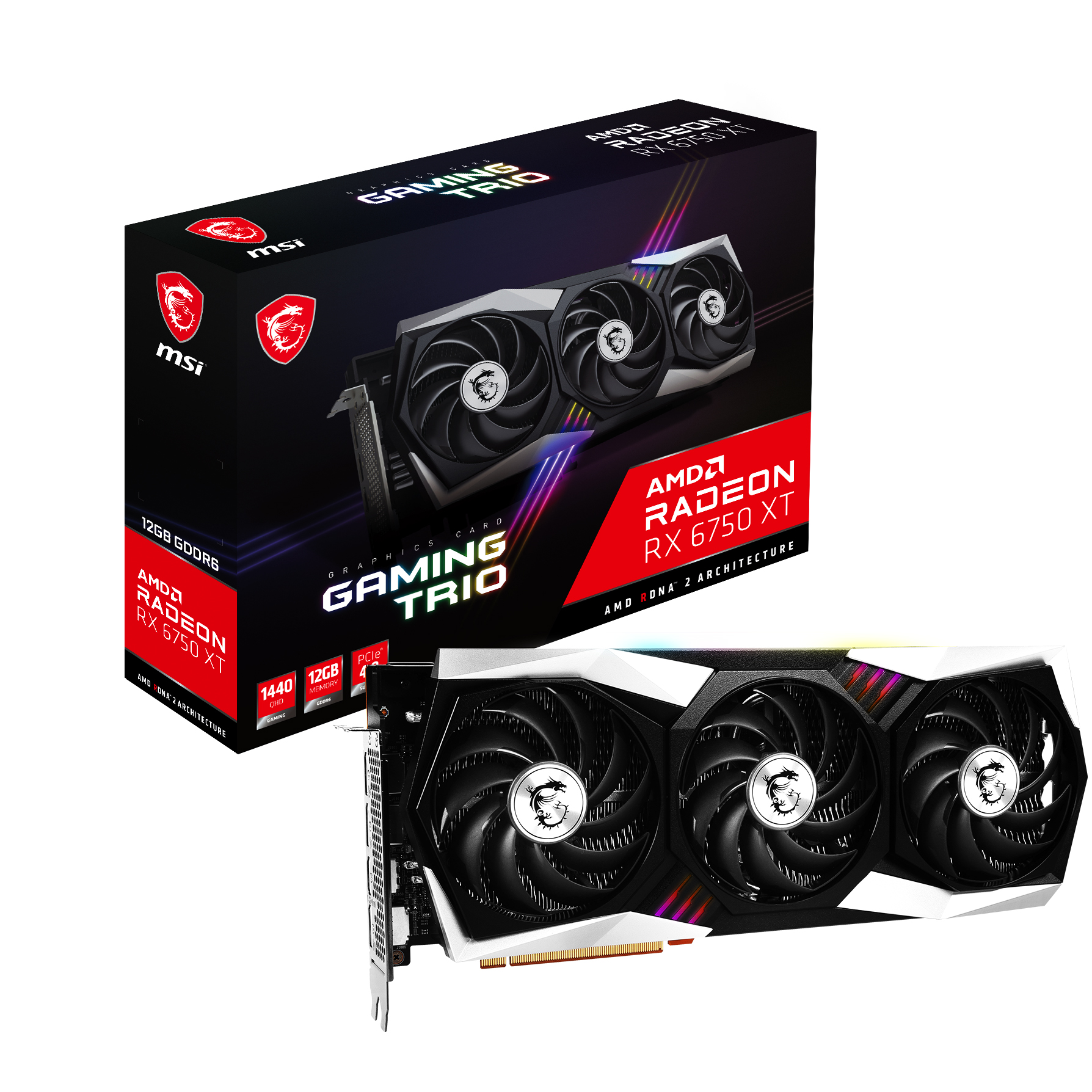 MSI 12GB RADEON RX 6750 XT GAMING TRIO 12G GDDR6 192Bit PCIE 4.0 HDMI 3xDP - RADEON RX 6750 XT GAMING