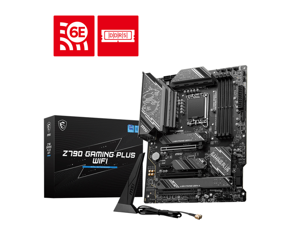 MSI Z790 GAMING PLUS WIFI DDR5 1700P 7200(OC) M.2 PCI-E Gen5 HDMI DP Wifi 6E ATX - Z790 GAMING PLUS WIFI
