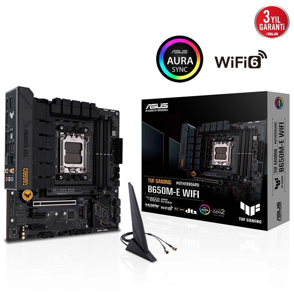 Asus TUF GAMING B650M-E WIFI AM5 DDR5 6400(OC) HDMI DP M2 Wifi BT mATX 128GB Ram - 90MB1FV0-M0EAY0