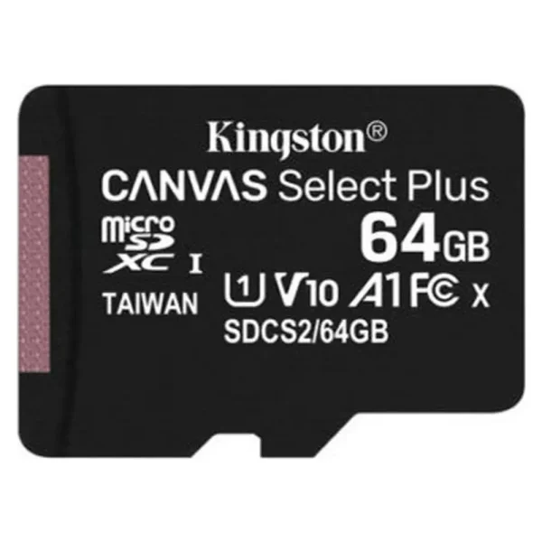 KINGSTON 64GB Canvas Select Plus MicroSDXC 100R A1 C10 Card + Adapter - SDCS2/64GB