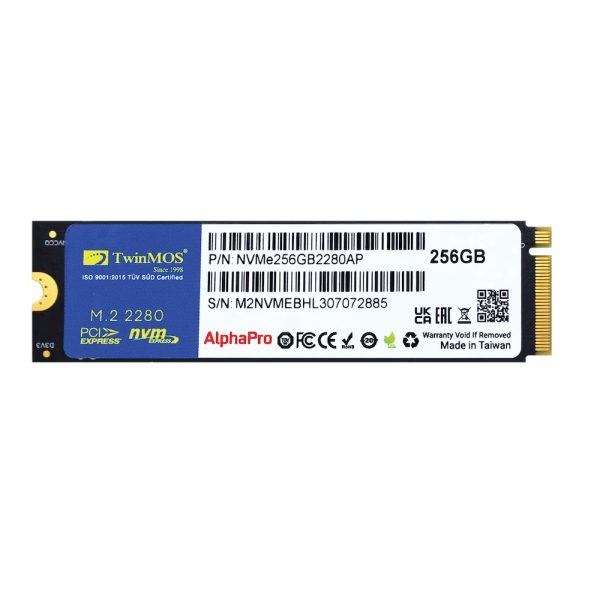 Twinmos 256GB NVMe M2 Gen SSD 3600/3250 Mb/s (NVMe256GB2280AP) - NVMe256GB2280AP