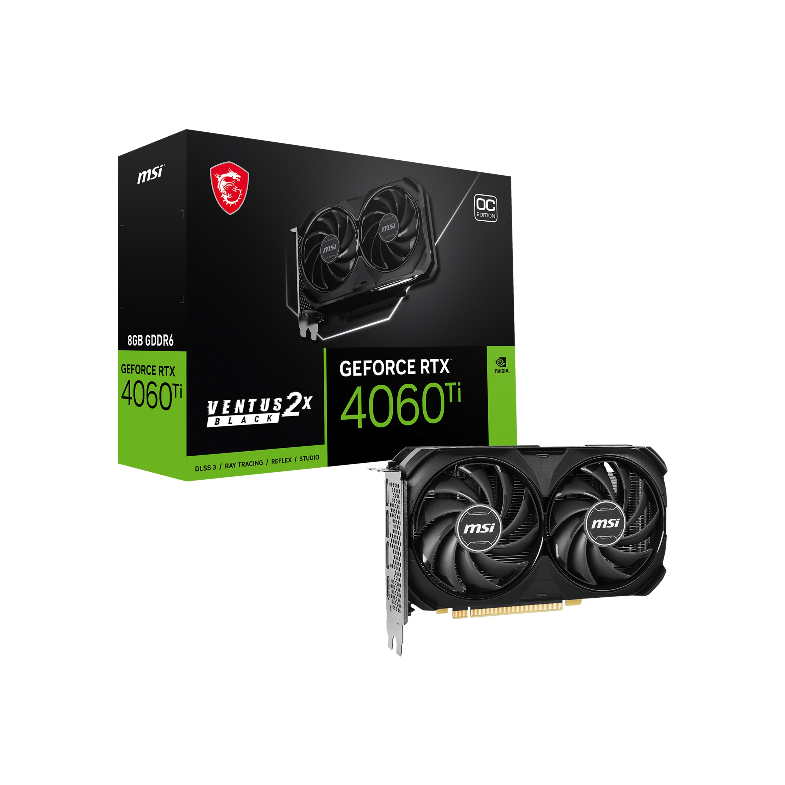 MSI 8GB GEFORCE RTX 4060 TI VENTUS 2X BLACK 8G OC GDDR6 [128Bit] PCIE 4.0 HDMI 3 - RTX 4060 TI VENTUS 2X BL