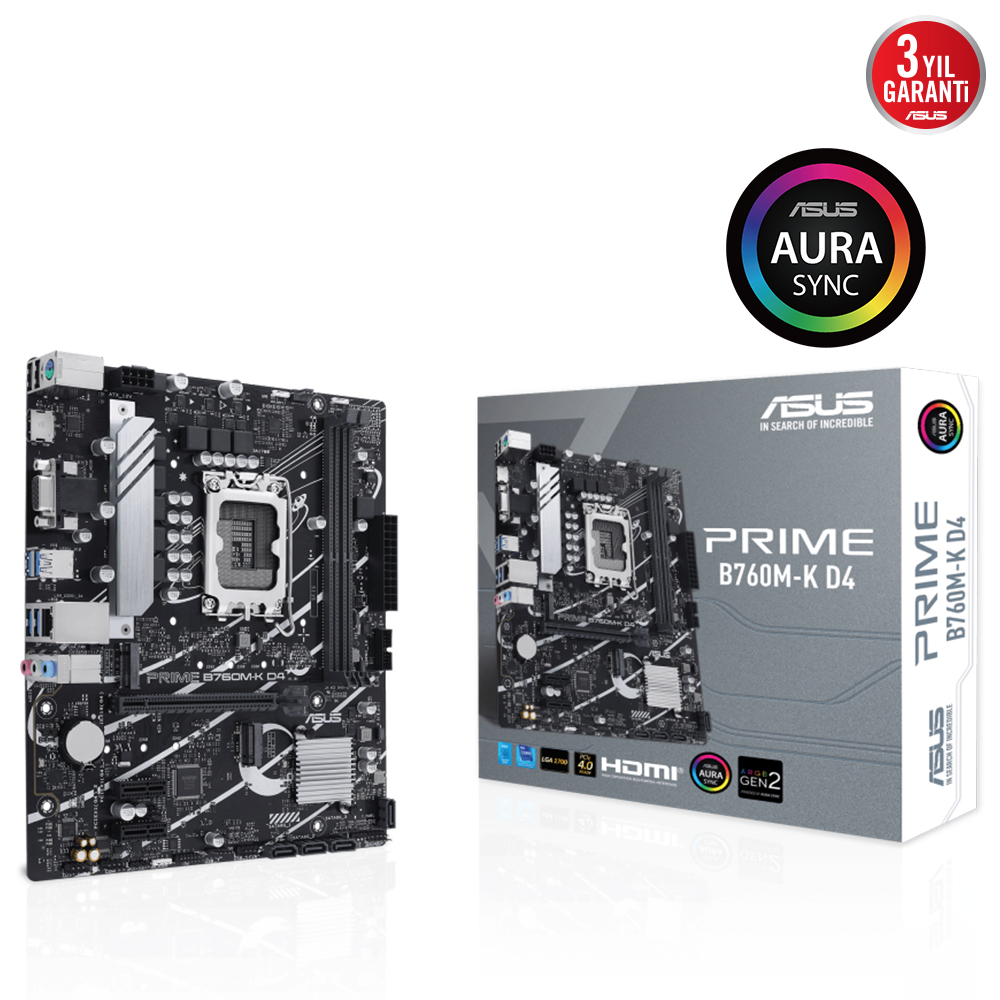 Asus PRIME B760M-K D4 1700P DDR4 5333(OC) HDMI VGA M.2 mATX - 90MB1DS0-M0EAY0