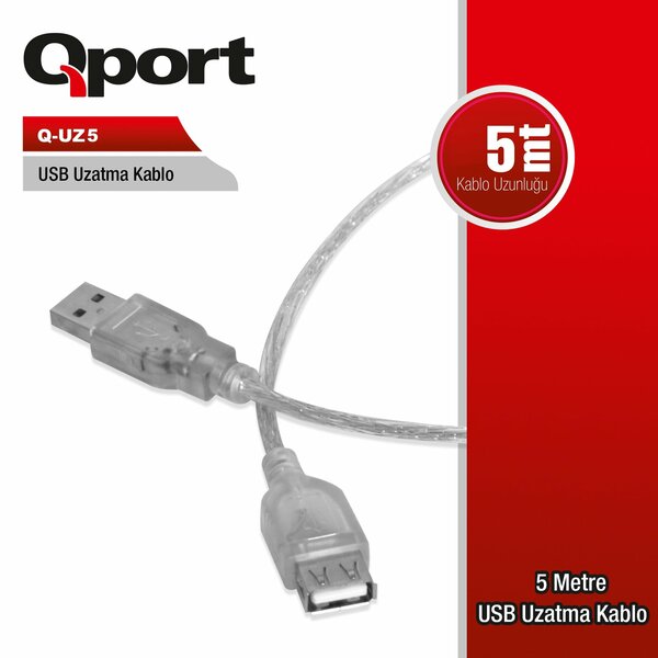 Qport 5 Metre USB 2.0 Uzatma Kablosu (Q-UZ5) - Q-UZ5