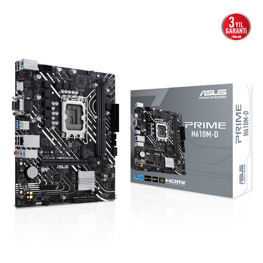 ASUS PRIME H610M-D Intel H610 LGA1700 DDR5 5600 HDMI VGA M2 USB3.2 COM mATX 96GB - 90MB1G80-M0EAY0