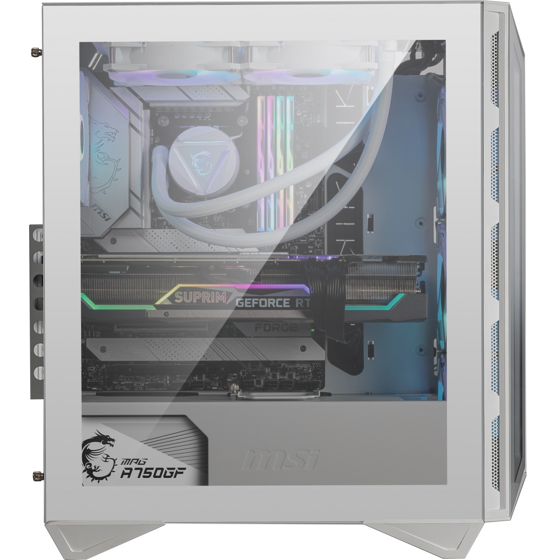 MSI MPG GUNGNIR 110R WHITE PSU Yok 3xA-RGB Fan 1x12cm Fan T-Glass ATX Kasa - MPG GUNGNIR 110R WHITE