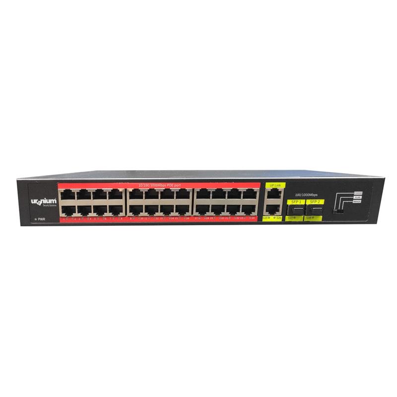 URANIUM POE-G2422SFP-300W 24 PORT GIGABIT+2XGB RJ45/2XSFP UPLINK RACKMOUNT POE S - Net.Swi.Poe.Yok.0035