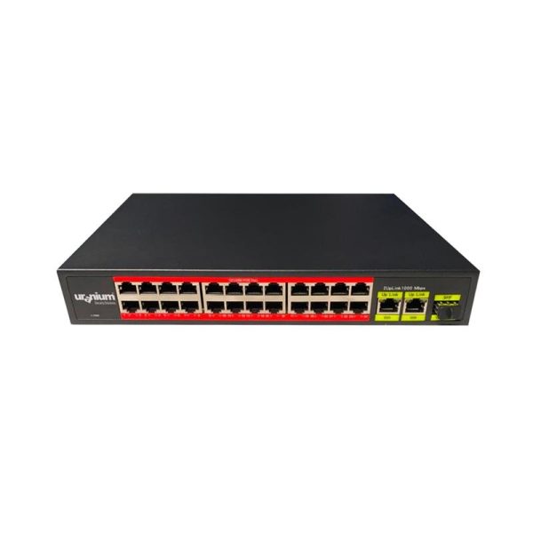 URANIUM POE-2421SFP-300W 24 PORT 10/100+2X GIGABIT UPLINK +1XSFP 250 METRE POE R - Net.Swi.Poe.Yok.0033