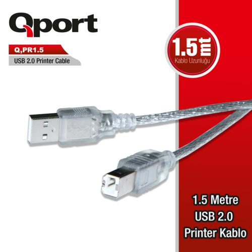 Qport 1.5 Metre Usb 2.0 Yazıcı Kablosu [Q-PR1.5] - Q-PR1.5