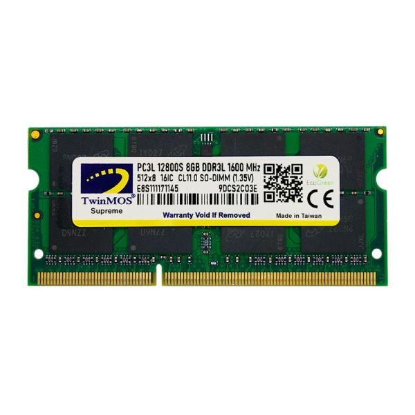 TwinMOS 8GB 1600MHz DDR3 SO-DIMM Ram 1.35V Low Voltage (MDD3L8GB1600N) - Bbi.Isl.Bel.Not.0031