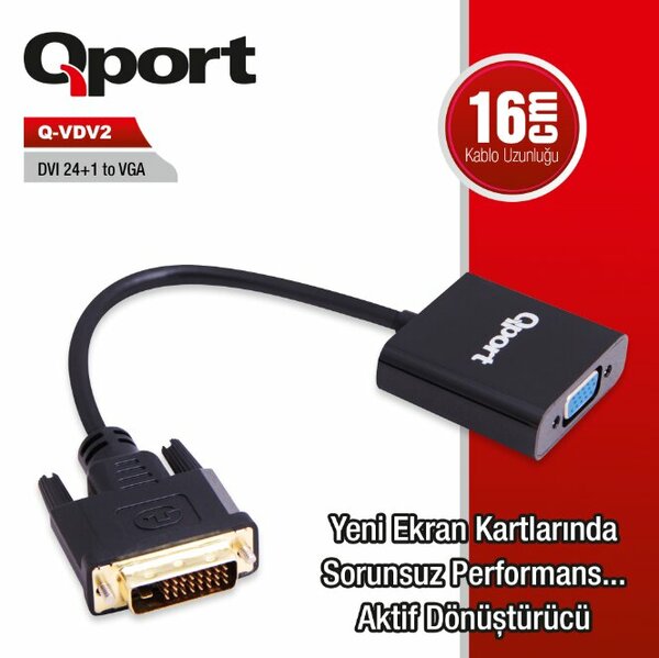Qport DVI To VGA 24+1 Çevirici (Q-VDV2) - Q-VDV2