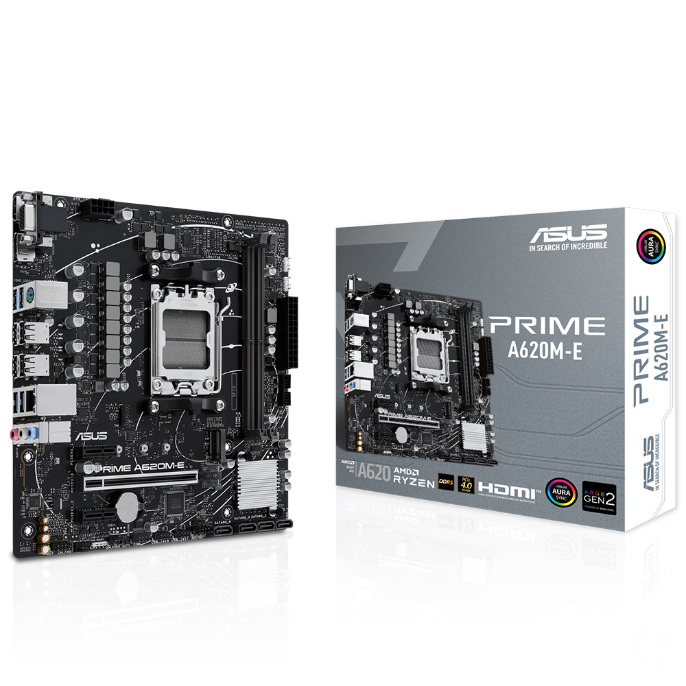 Asus PRIME A620M-E AM5 DDR5 6400(OC) HDMI DP VGA M2 Aura RGB mATX 96GB Kadar - 90MB1F50-M0EAY0