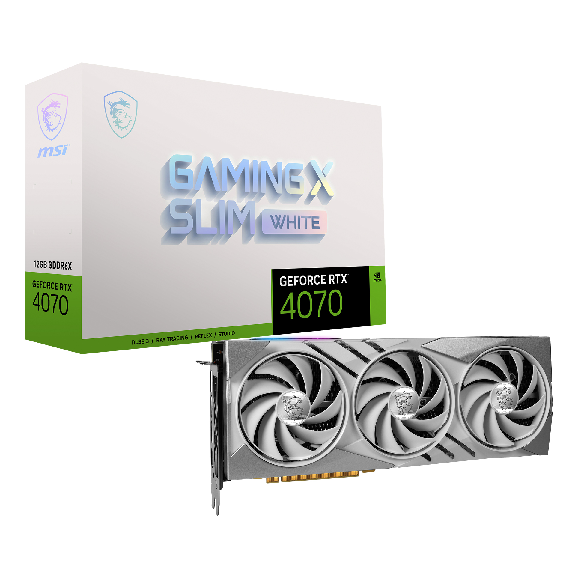 MSI 12GB GEFORCE RTX 4070 GAMING X SLIM WHITE 12G GDDR6X 192Bit PCIE 4.0 HDMI DP - GEFORCE RTX 4070 GAMIN