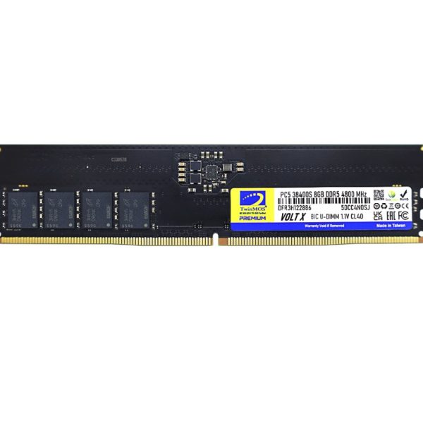 TwinMOS 8GB 4800MHz DDR5 U-DIMM CL40 Ram (TMD58GB4800U40) - Bbi.Isl.Bel.Mas.0108