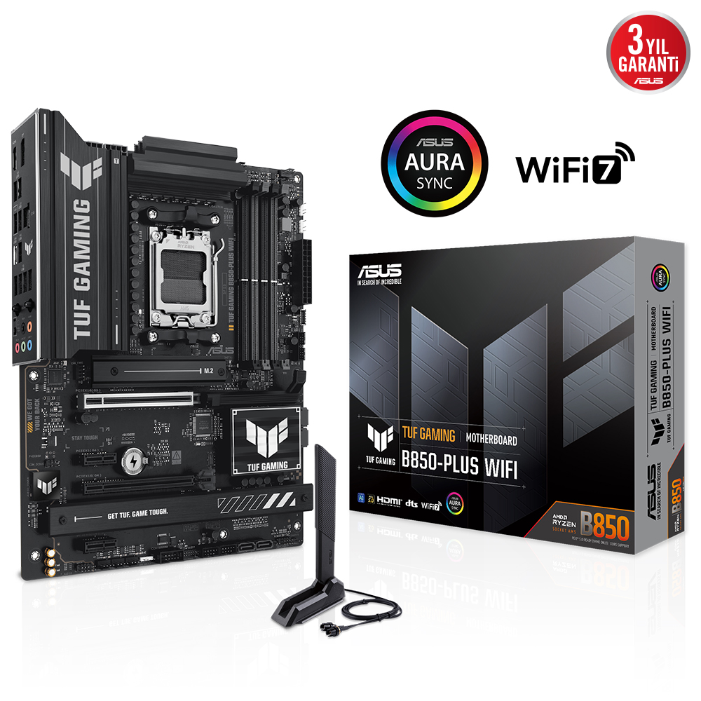 ASUS TUF GAMING B850-PLUS WIFI B850 DDR5 (Vga Yok) GLan 2.5G ATX HD DP TYP-C WIFI BT RGB M2 AM5 AMD Anakart - 38933