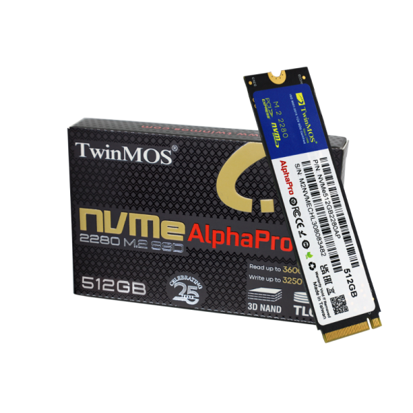 TWINMOS NVMe512GB2280AP AlphaPro M.2 512GB (3600/3250MB/s) PCIe + NVMe (3D NAND) SSD Disk (22x80MM) - 35866