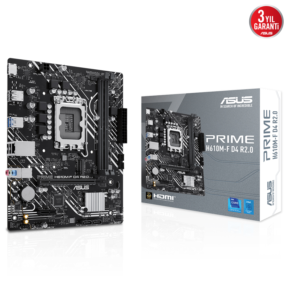 ASUS PRIME H610M-F D4 R2.0 H610 DDR4 (Vga Yok) GLan mATX HDMI USB3 M2 1700p Anakart - 38069