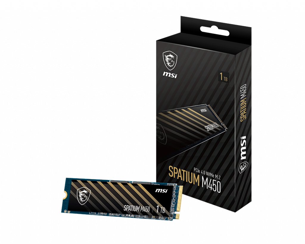 MSI 1TB SPATIUM M450 PCIE 4.0 NVME M.2 1TB M2 SSD 3600-3000MB/s - M450 PCIE 4.0 NVMe M.2 1