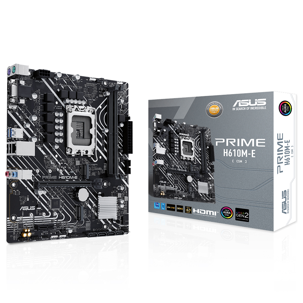 Asus PRIME H610M-E-CSM DDR5 1700P 5600(OC) HDMI DP VGA M2 Aura RGB mATX - 90MB1G10-M0EAYC