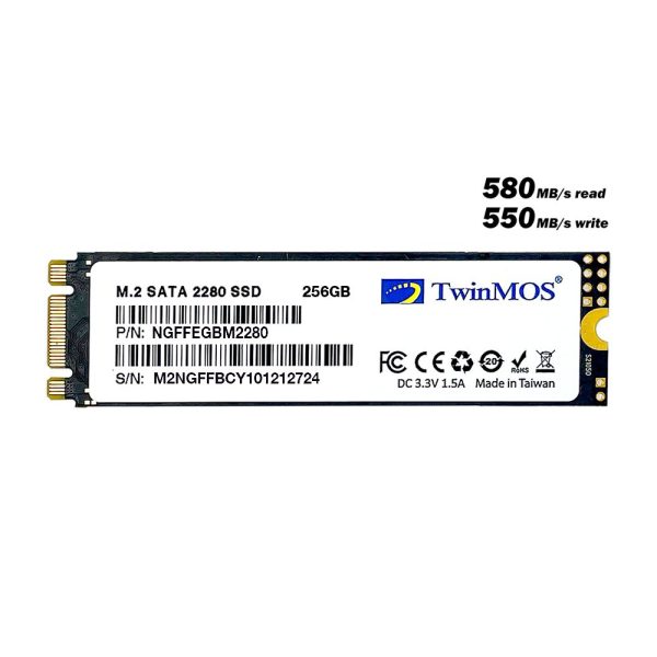 Twinmos 256GB 580-550MB/s M2 Sata SSD Siyah (NGFFEGBM2280) - NGFFEGBM2280