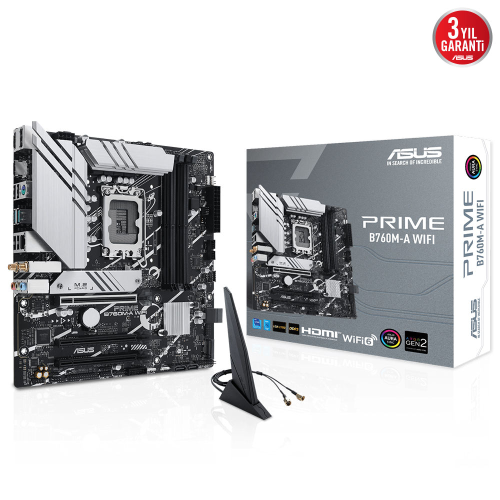Asus PRIME B760M-A WIFI DDR5 1700P 7200(OC) HDMI DP M.2 WiFi BT RGB mATX - 90MB1EL0-M1EAY0