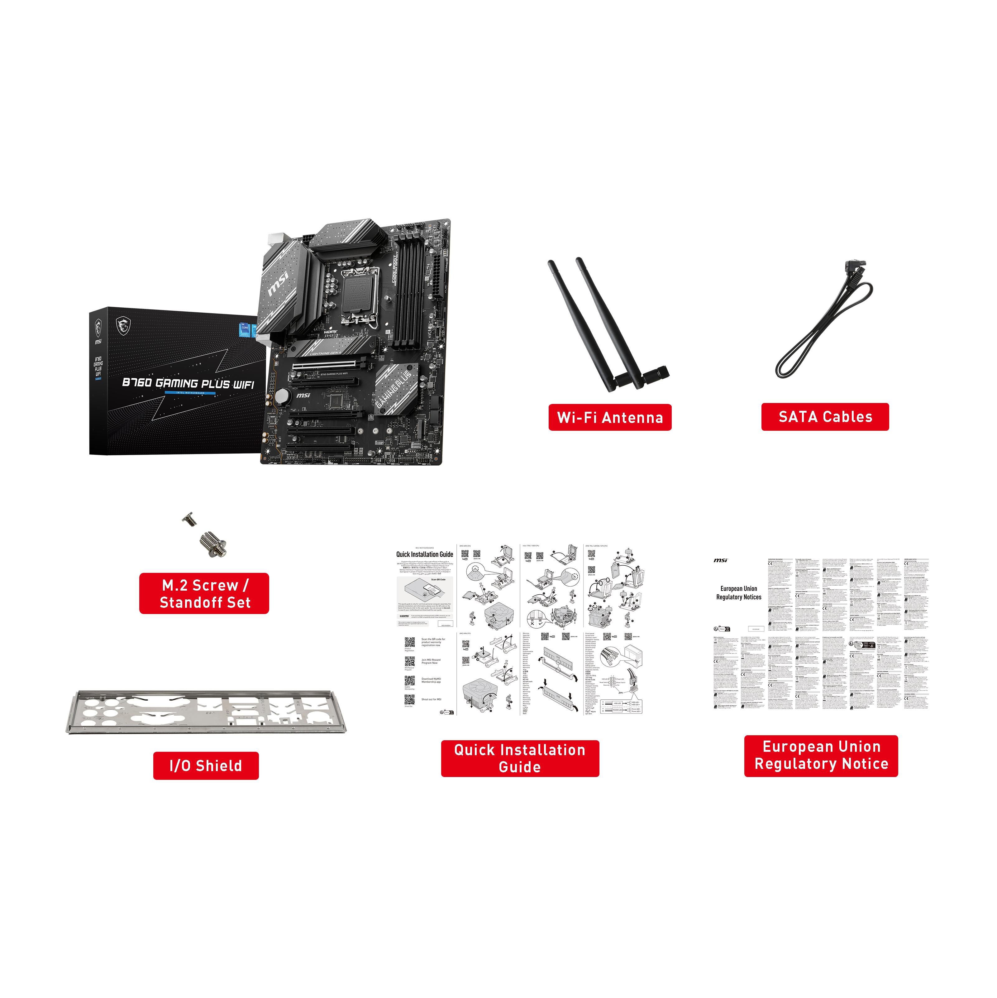 MSI B760 GAMING PLUS WIFI DDR5 1700P 6800(OC) HDMI DP USB3.2 M.2 WIFI 6E ATX - B760 GAMING PLUS WIFI