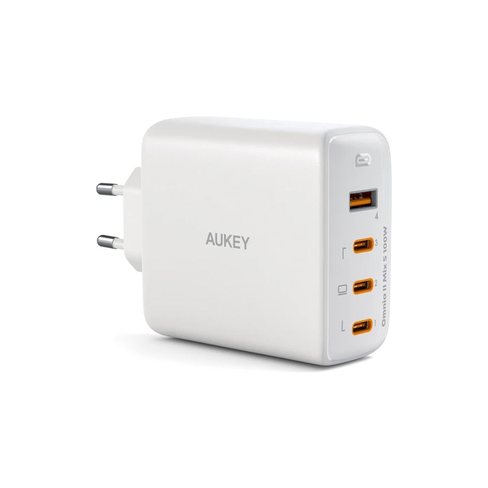 Aukey PA-B7S-WH 100W Dört Bağlantı Noktalı PD GaN Duvar Şarj Cihazı - Aks.Pow.0018