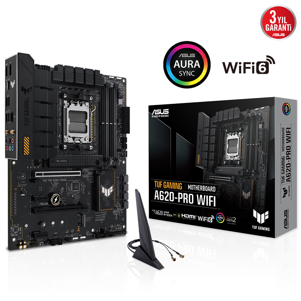 Asus TUF GAMING A620-PRO WIFI DDR5 AM5 6400(OC) HDMI DP M.2 WiFi BT RGB ATX - 90MB1FR0-M0EAY0