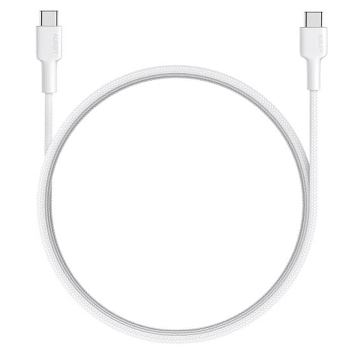 Aukey CB-CD45-WH Naylon Örgülü Type-C Type-C Şarj Kablosu (0.9m) - Aks.Pow.0021