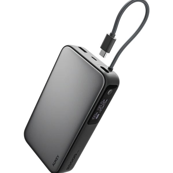 Aukey PB-Y48-GY 100W 20000 mAh PD Dahili Type-C Kablolu Powerbank - Aks.Pow.0008