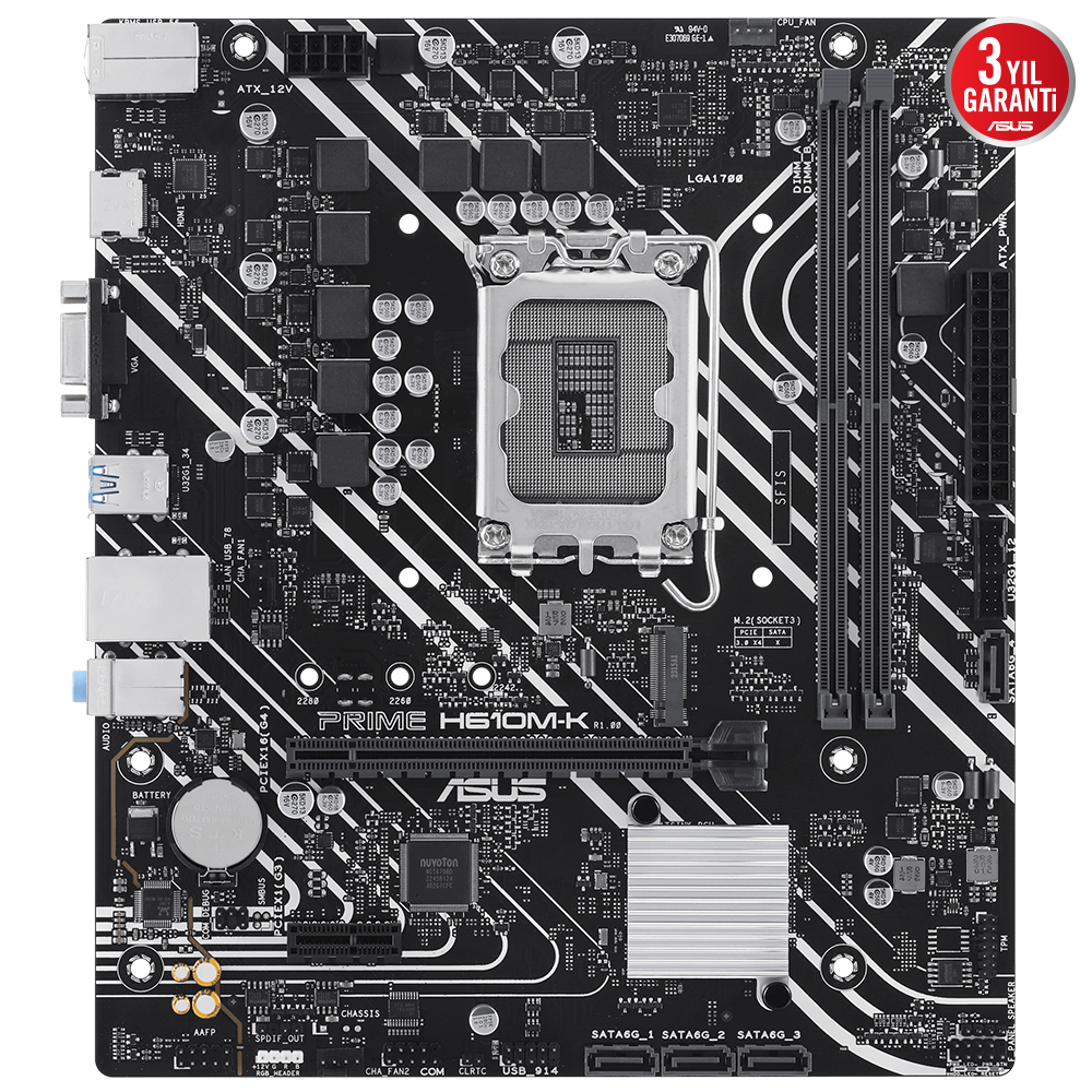 Asus PRIME H610M-K DDR5 1700P 5600 HDMI VGA M2 GBit PCIE 4.0 mATX (96GB) - 90MB1GA0-M0EAY0