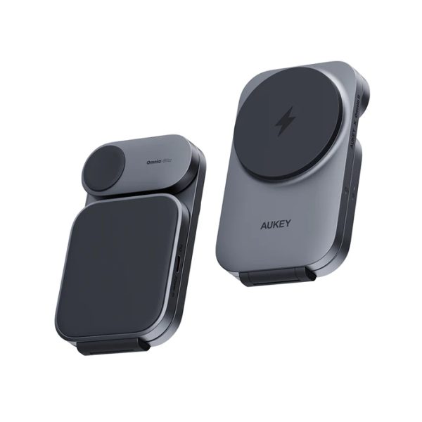 Aukey LC-MC312-GY MagFusion Z Qi2 15W Katlanabilir 3'ü 1 Arada Mıknatıslı Kablos - Aks.Tel.0001
