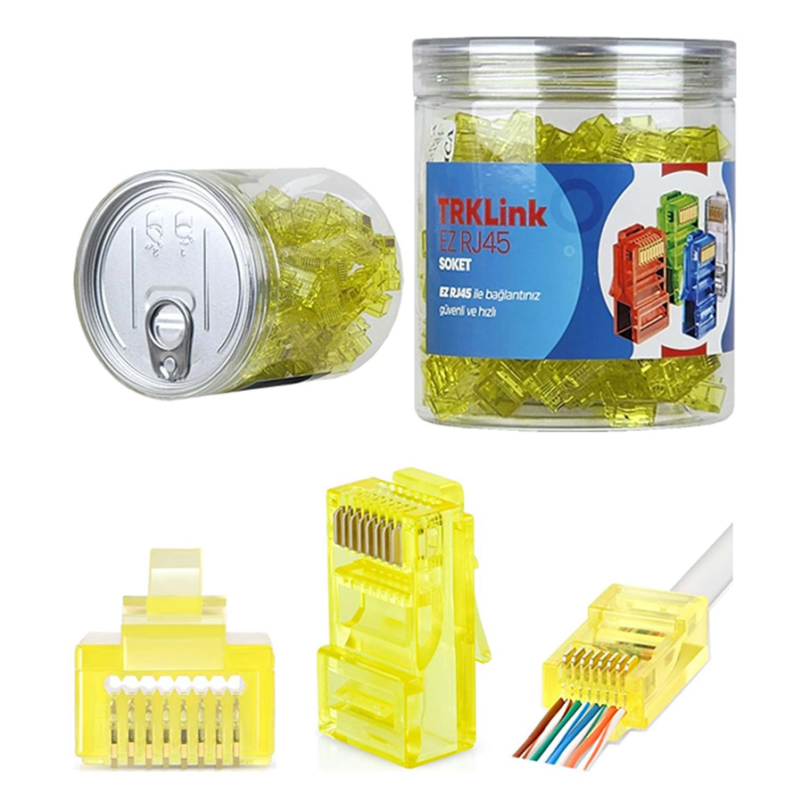 TRKLink EZ RJ45 KONNEKTÖR (SARI) 100 'lü PAKET YENİ NESİL - TRKL45SA