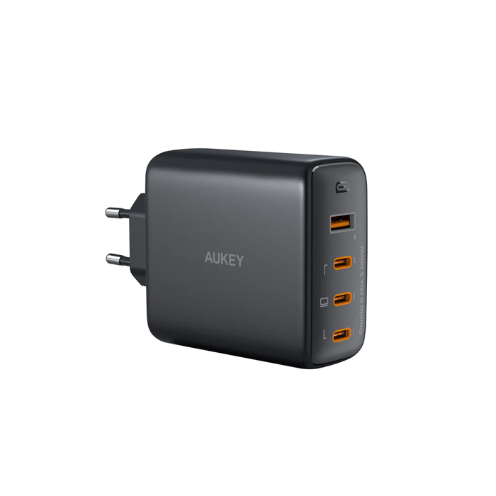 Aukey PA-B7S-BK 100W Dört Bağlantı Noktalı PD GaN Duvar Şarj Cihazı - Aks.Pow.0017