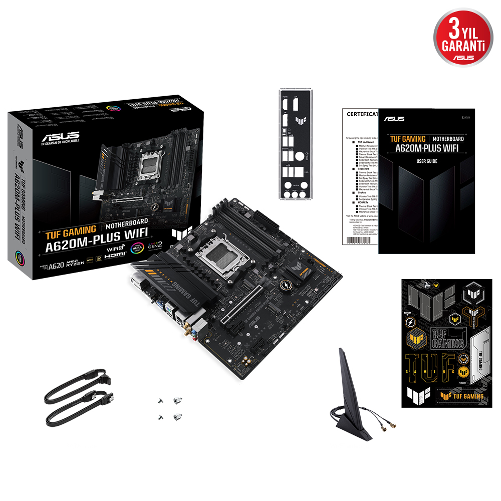 Asus TUF GAMING A620M-PLUS WIFI AM5 DDR5 6400 HDMI DP M2 BT RGB GBit mATX - 90MB1F00-M0EAY0