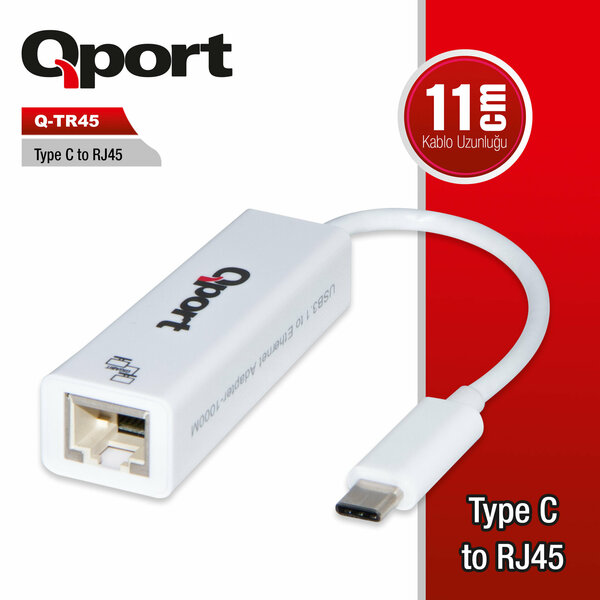 Qport Type-C to RJ45 Ethernet Çevirici (Q-TR45) - Q-TR45