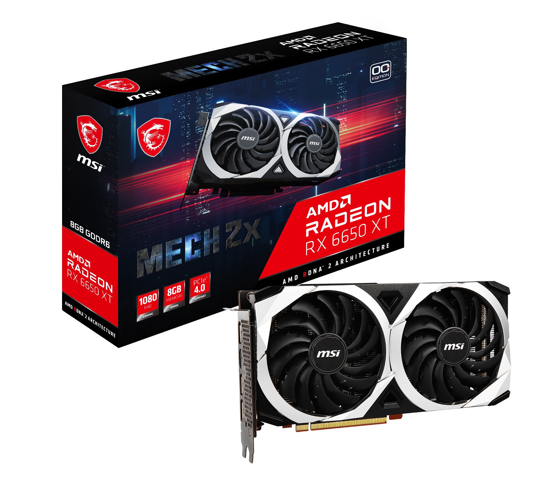 MSI 8GB RADEON RX 6650 XT MECH 2X 8G OC GDDR6 [128Bit] HDMI 3xDP - RX 6650 XT MECH 2X 8G OC
