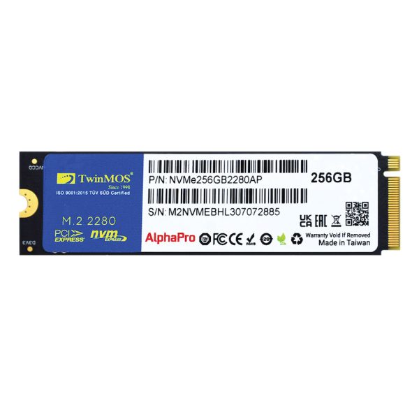 TwinMOS 256GB M.2 PCIe Gen3 NVMe SSD (3600-3250Mb/s) TLC 3DNAND - NVMe256GB2280AP