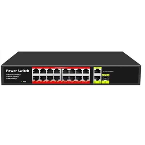 URANIUM POE-G1621SFP-300W 16 PORT GIGABIT+2XGB RJ45+1XSFP UPLINK POE RACKMOUNT S - Net.Swi.Poe.Yok.0031