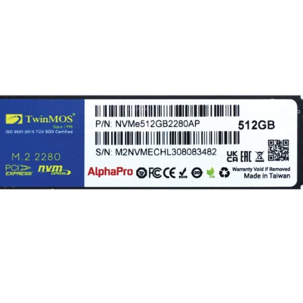 TwinMOS 512GB AlphaPro NVMe M.2 PCle Gen3 3600-3250MB/s (NVMe512GB2280AP) - Bbi.Isl.Dep.Dsd.0100