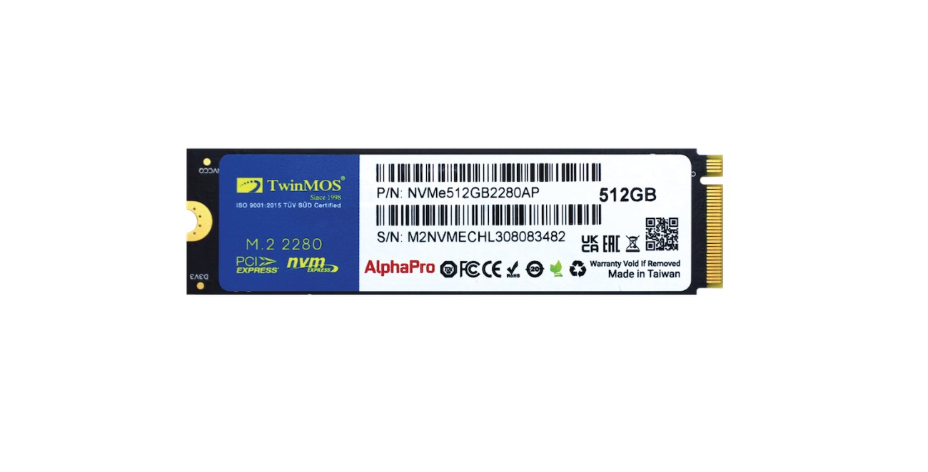 TwinMOS 512GB AlphaPro NVMe M.2 PCle Gen3 3600-3250MB/s (NVMe512GB2280AP) - Bbi.Isl.Dep.Dsd.0100