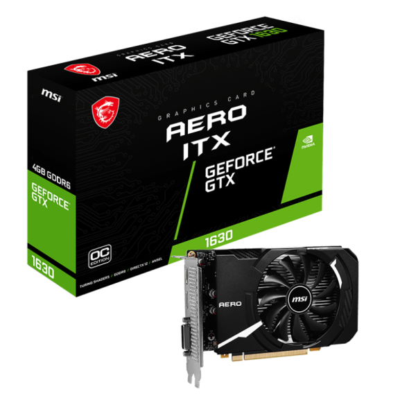 MSI 4GB GEFORCE GTX 1630 AERO ITX 4G OC GDDR6 [64Bit] HDMI DP DVI-D - GTX 1630 AERO ITX 4G OC