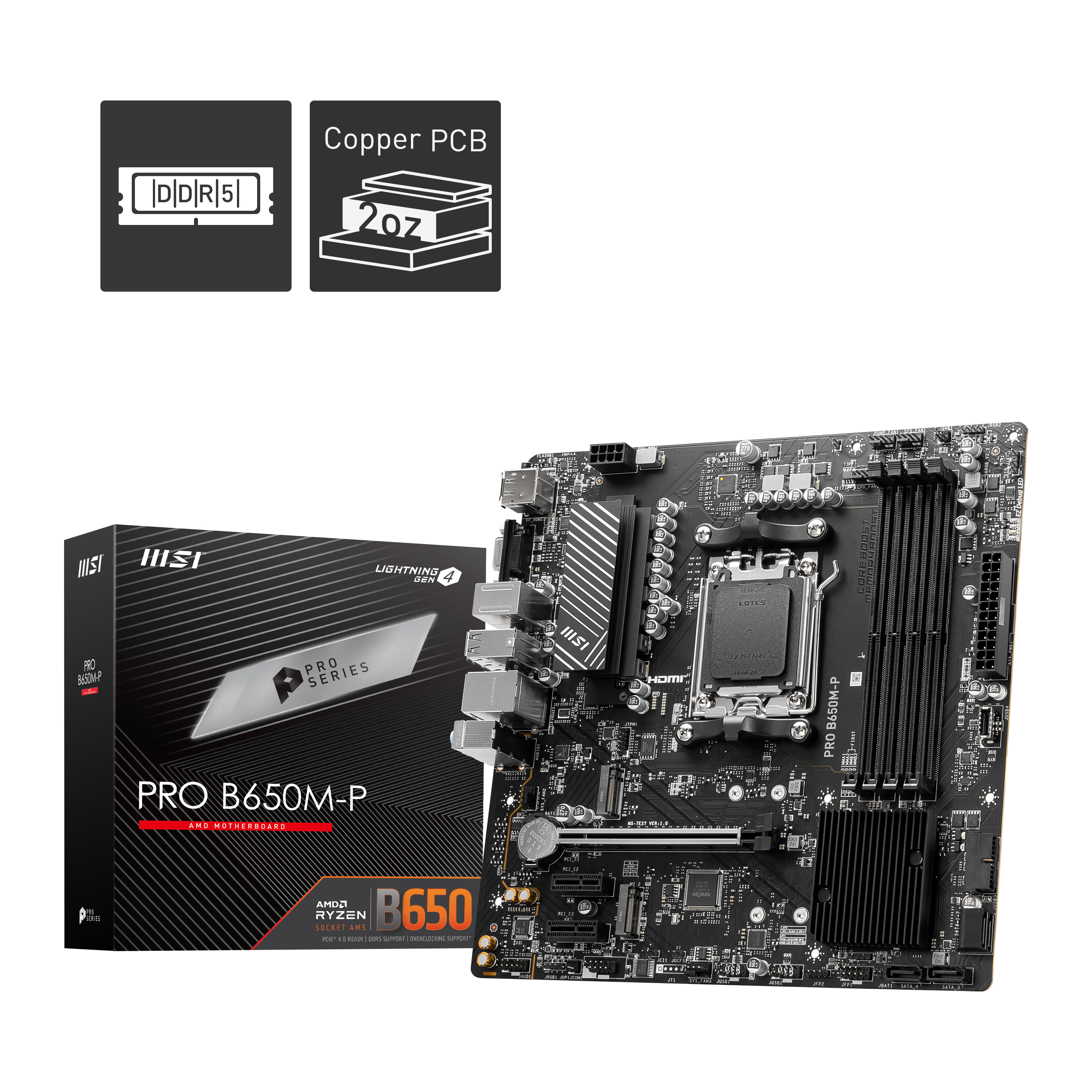 MSI PRO B650M-P DDR5 AM5 6000(OC) M.2 HDMI DP mATX - PRO B650M-P