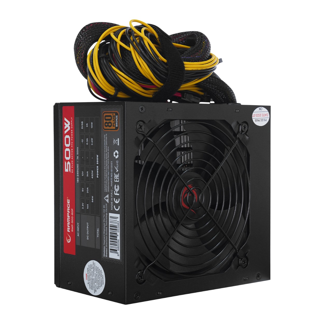 RAMPAGE RMP-500-80P 500W 80 PLUS 12cm Fan A ktif PFC Power Supply - RMP-500-80P
