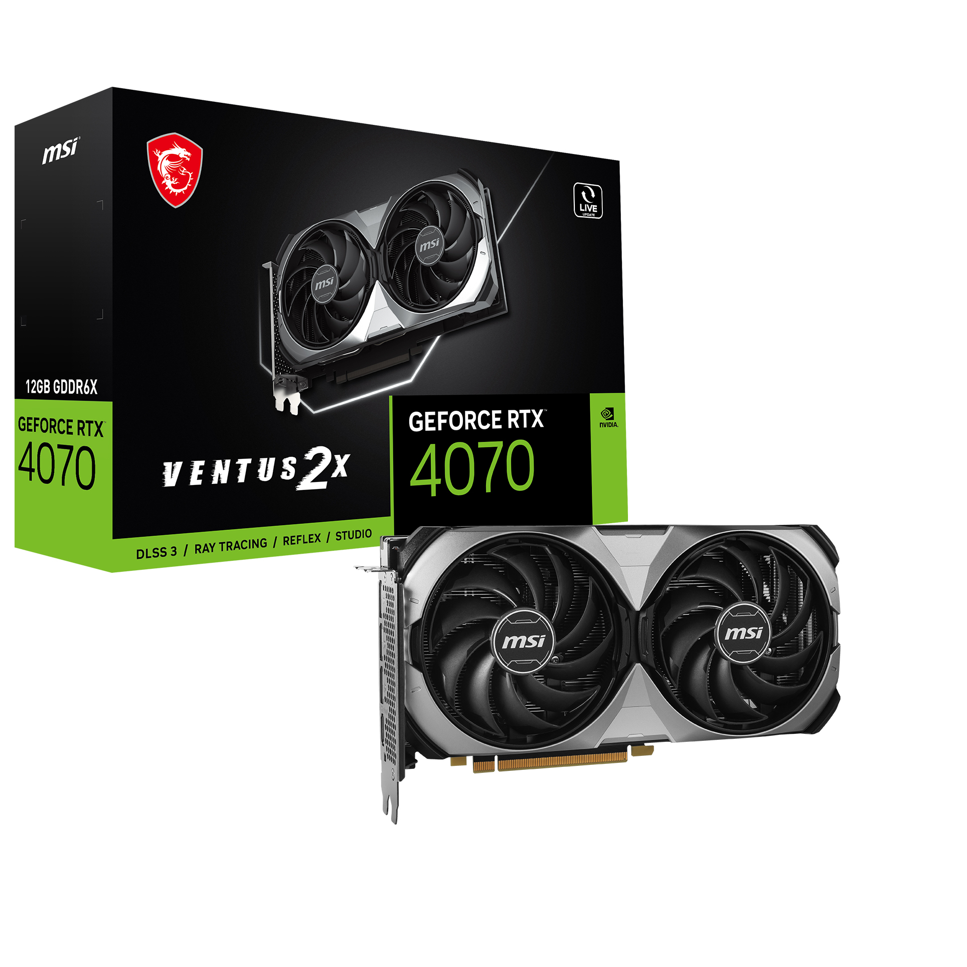 MSI 12GB GEFORCE RTX 4070 VENTUS 2X E 12G OC GDDR6X 192Bit PCIE 4.0 HDMI 3xDP - RTX 4070 VENTUS 2X E 12G