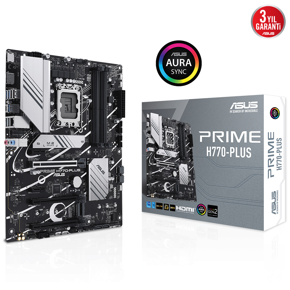 Asus PRIME H770-PLUS 1700P DDR5 7200(OC) HDMI DP M2 RGB ATX 192GB Ram - 90MB1EE0-M0EAY0