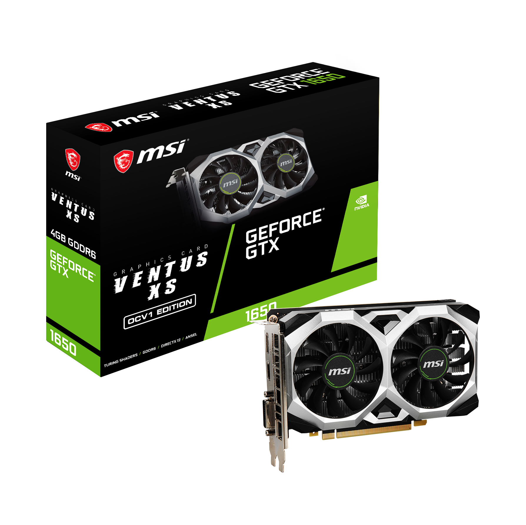 MSI 4GB GEFORCE GTX 1650 D6 VENTUS XS OCV1 GDDR6 (128Bit) HDMI DP DVI - 1650 D6 VENTUS XS OCV1